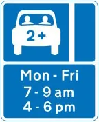 Lane for high-occupancy vehicles (2+)