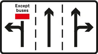 Traffic lanes at the junction ahead