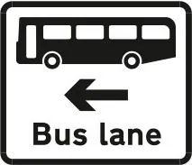 Bus lane on the road at the junction ahead