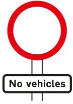 No vehicles except bicycles being pushed