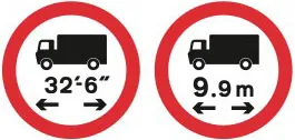No vehicle or combination over the length shown