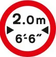 No vehicles over the width shown