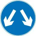 Vehicles may pass either side