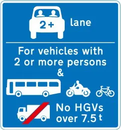 Vehicles permitted to use a 2+ lane