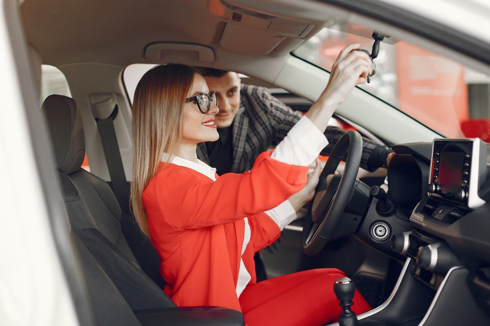 female driving instructor