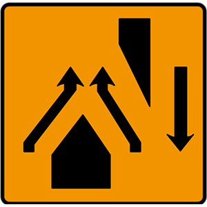 Lanes rejoin at crossover