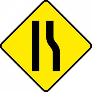 Road narrows from right