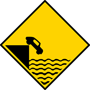 Unprotected quay, canal or river